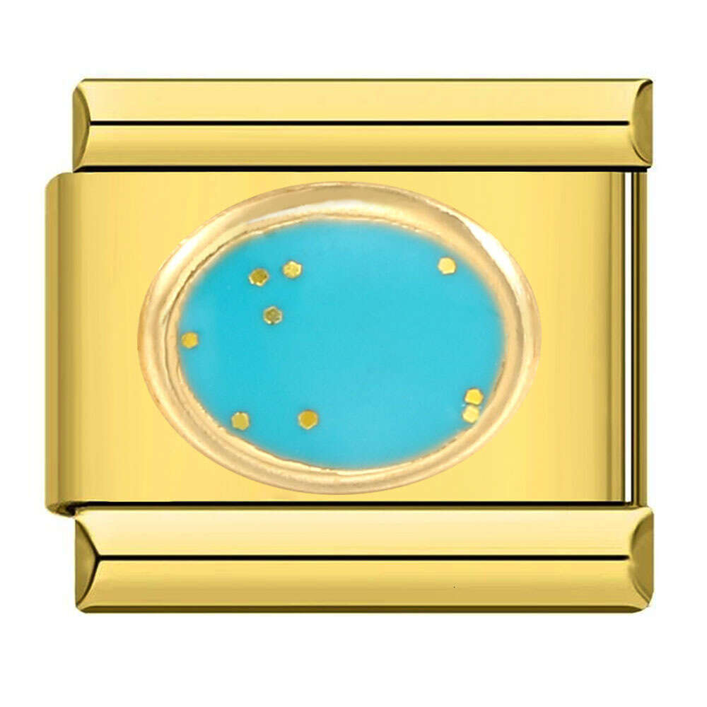 Stainless Steel Elliptical Stamping Pattern Color Drip Oil DIY Module Bracelet Italian Charm bracelets