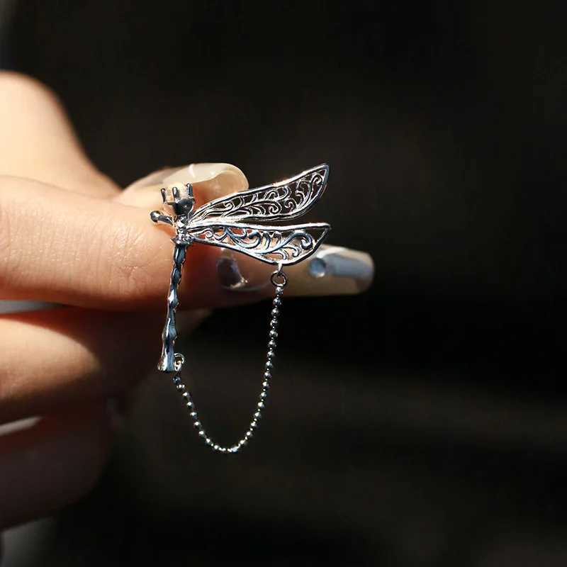 VENTFILLE 925 Sterling Silver Dragonfly Wing Crystal Ear Clip Earring for Women Girl Design Hollowed Out Jewelry Gift WholesaleX240913