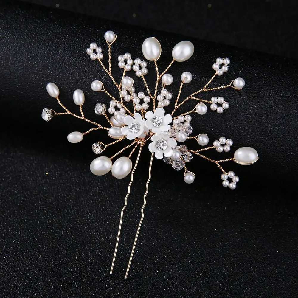 1PC Pearl Women Hair Pin Wedding Hair Accessories Hair Combs Rhinestone Tiara Clips Crystal Crown Bride Bridesmaid Hair JewelryX240913