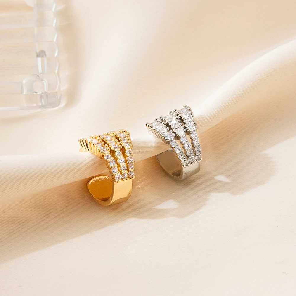 ZHONGVI Bohemian No Piercing Copper Inlaid Zircon Ear Cuff Wrap Stud Clip Earrings For Women Girl Trendy Earrings Jewelry BijouxX240913