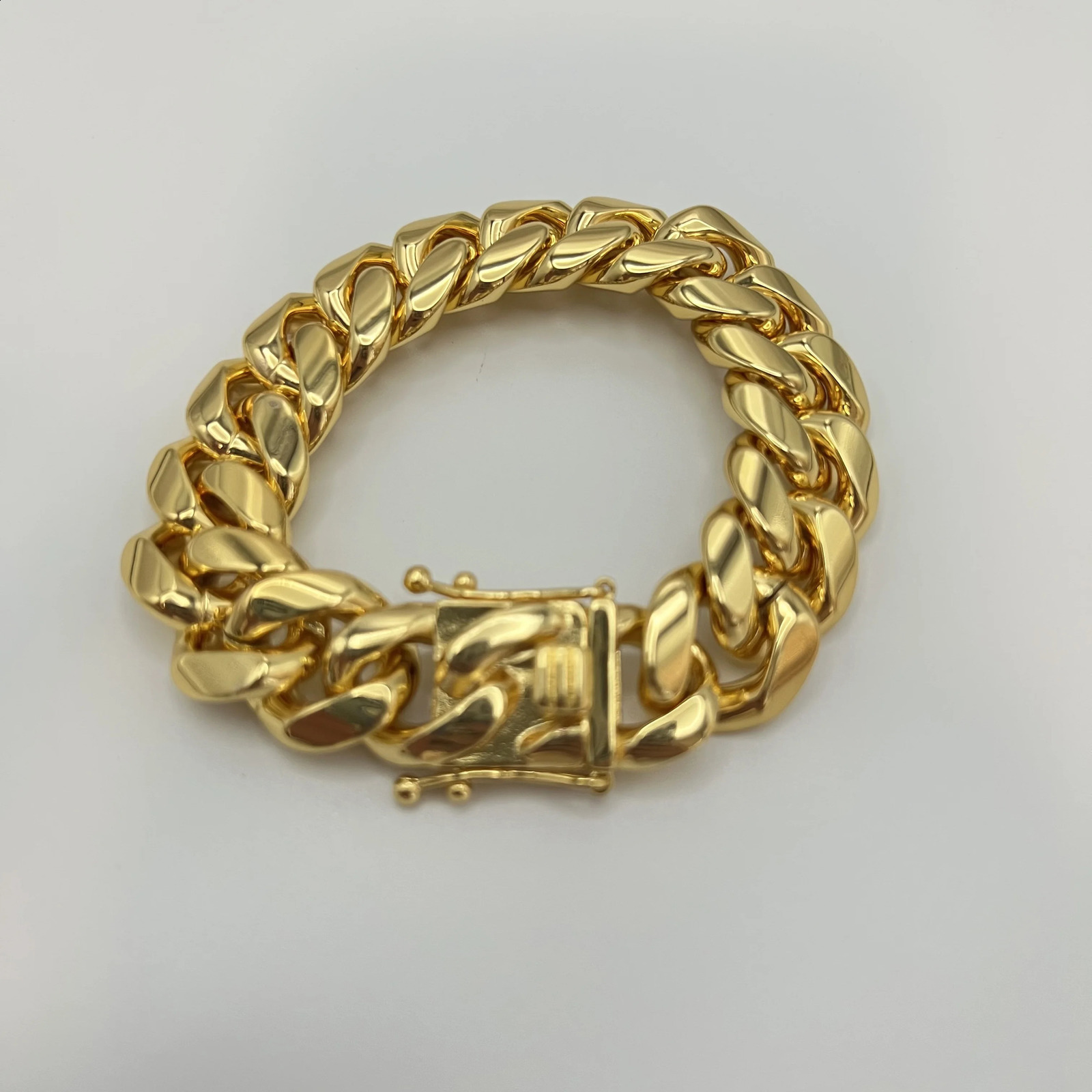 18mm 18K Gold 5-Layers Plated Premium Durable Cuban BraceletStylish Buckle 240903