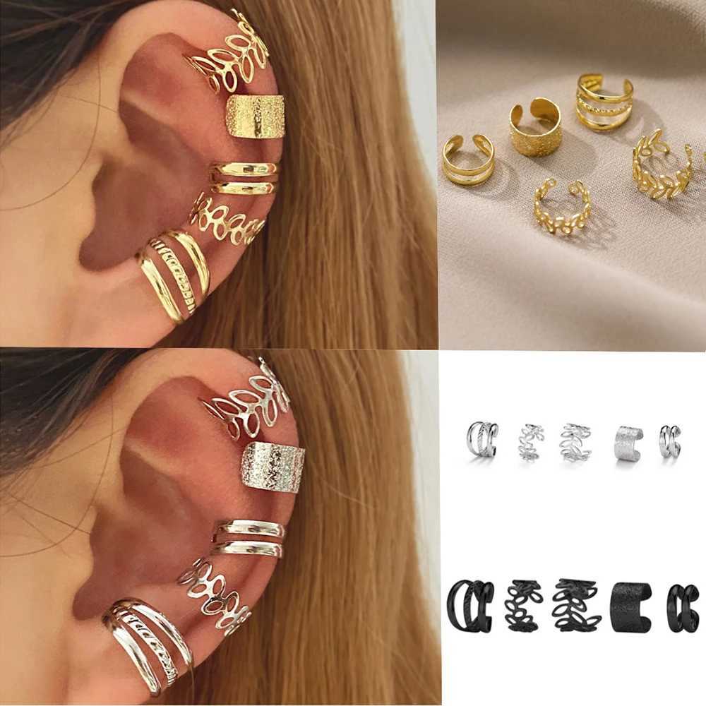 Vintage Gold-Plated Clip Earrings for Men and Women Creative and Simple C-Shaped Ear Clip Set Fashionable Trend Jewelry GiftX240913