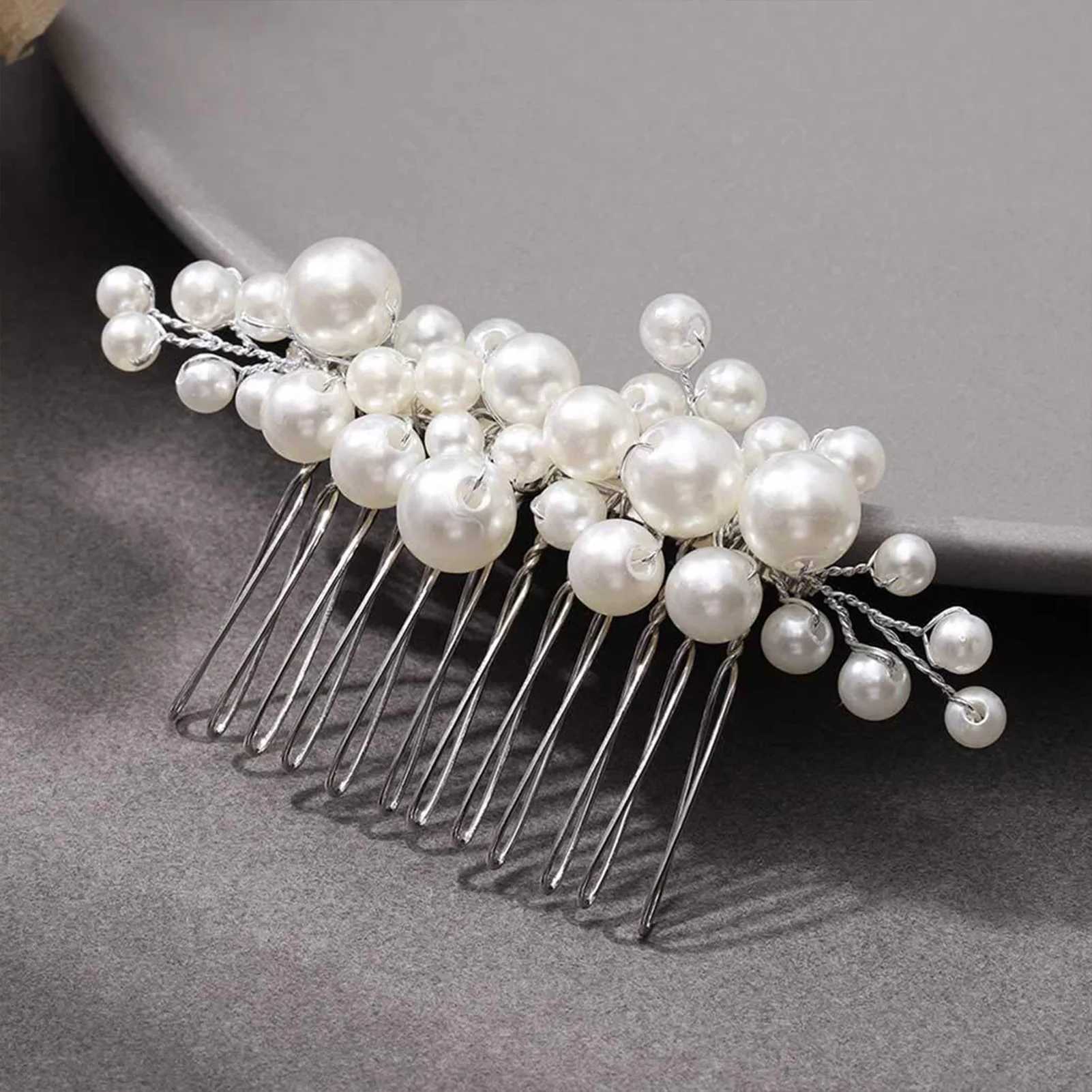 Freshwater Pearls Hair Combs Wedding Bridal Jewelry Hair Accessories Hair Clip Silver Color Headpiece Pearl Comb for Women JewelX240913