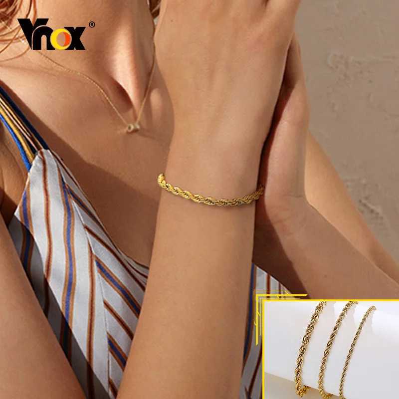 Vnox Dropship 2/3/4/5mm Twisted Chain Bracelets for Women Men Gold Color Stainless Steel Link Chain Minimalist Metal JewelryX240913