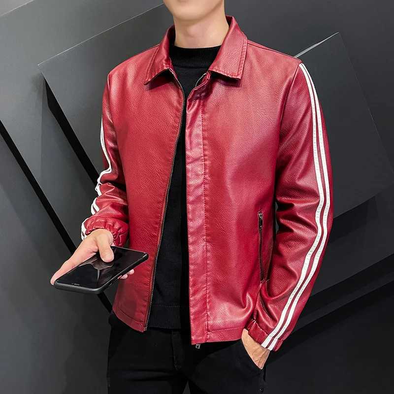 Brand Clothing Men Leather Jacket Plus Size S-4XL Black Brown Mens Lapel Coats Leather Biker Jackets Motorcycle Leather JacketX240913