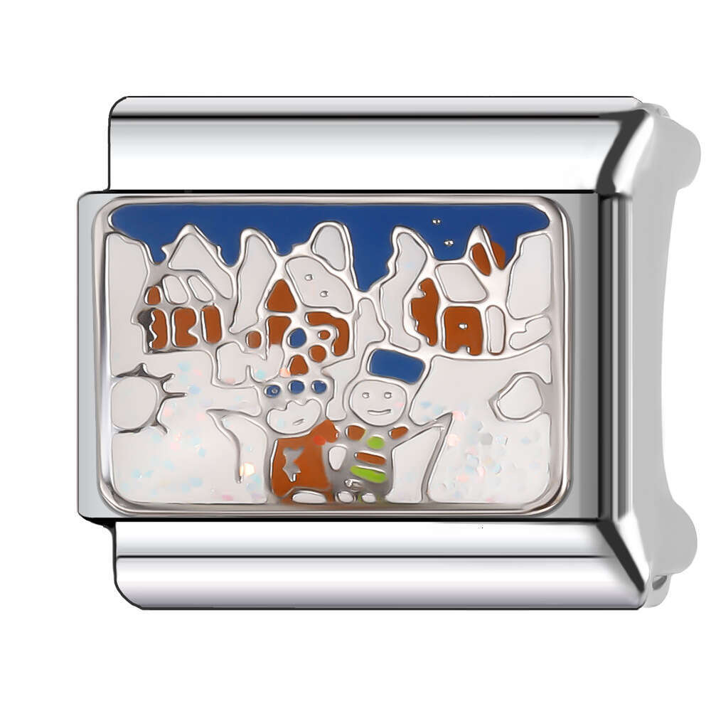 2024 Women's Gift Fit 9mm Stainless Steel Italian Charms Bracelet Links Beads DIY Elastic Hand Decoration Landscape Artistic Style Detachable Bra