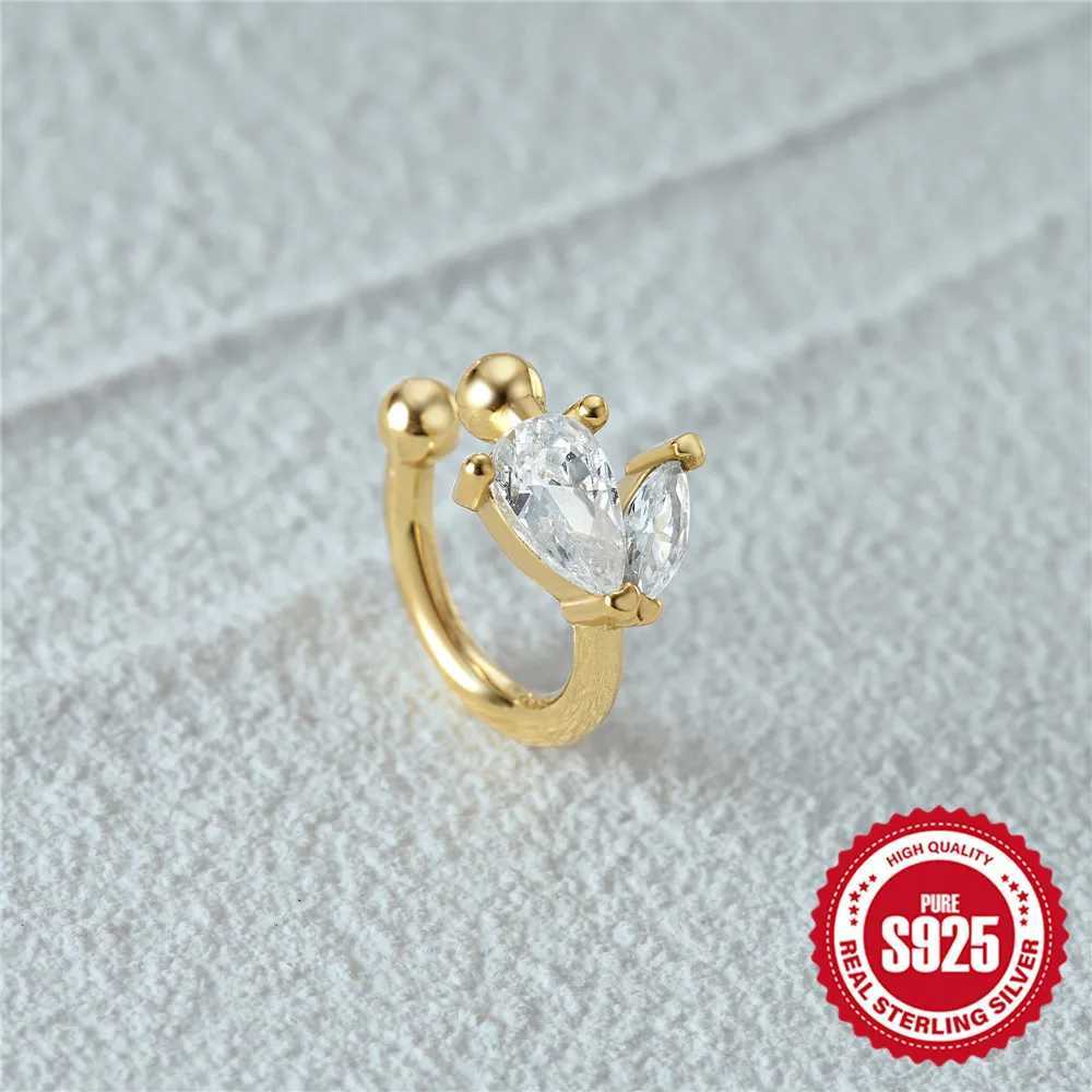 CANNER Simple Water Droplet Design Ear Cuff Clip Earrings Girl Gold Plated Zircon No Pierced Hole Women Cartilage Jewelry PartyX240913