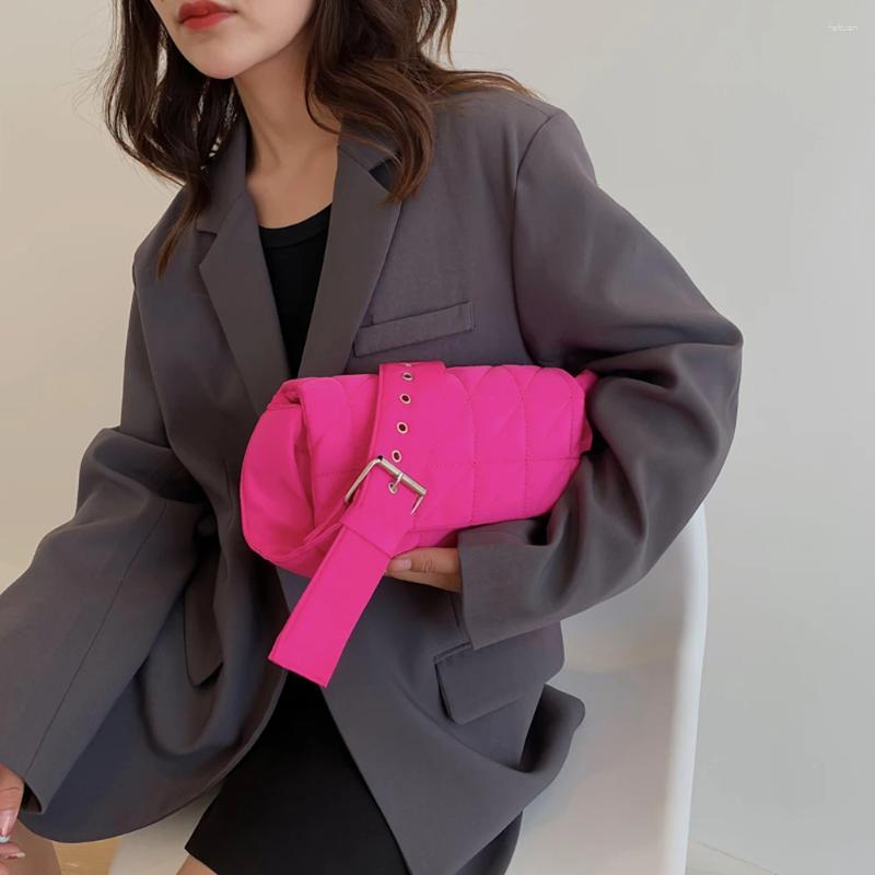 Bag Fashion Padded Quilted Crossbody Solid Color Designer Shopper Pouch Belt Buckle Women Purse Portable Travel