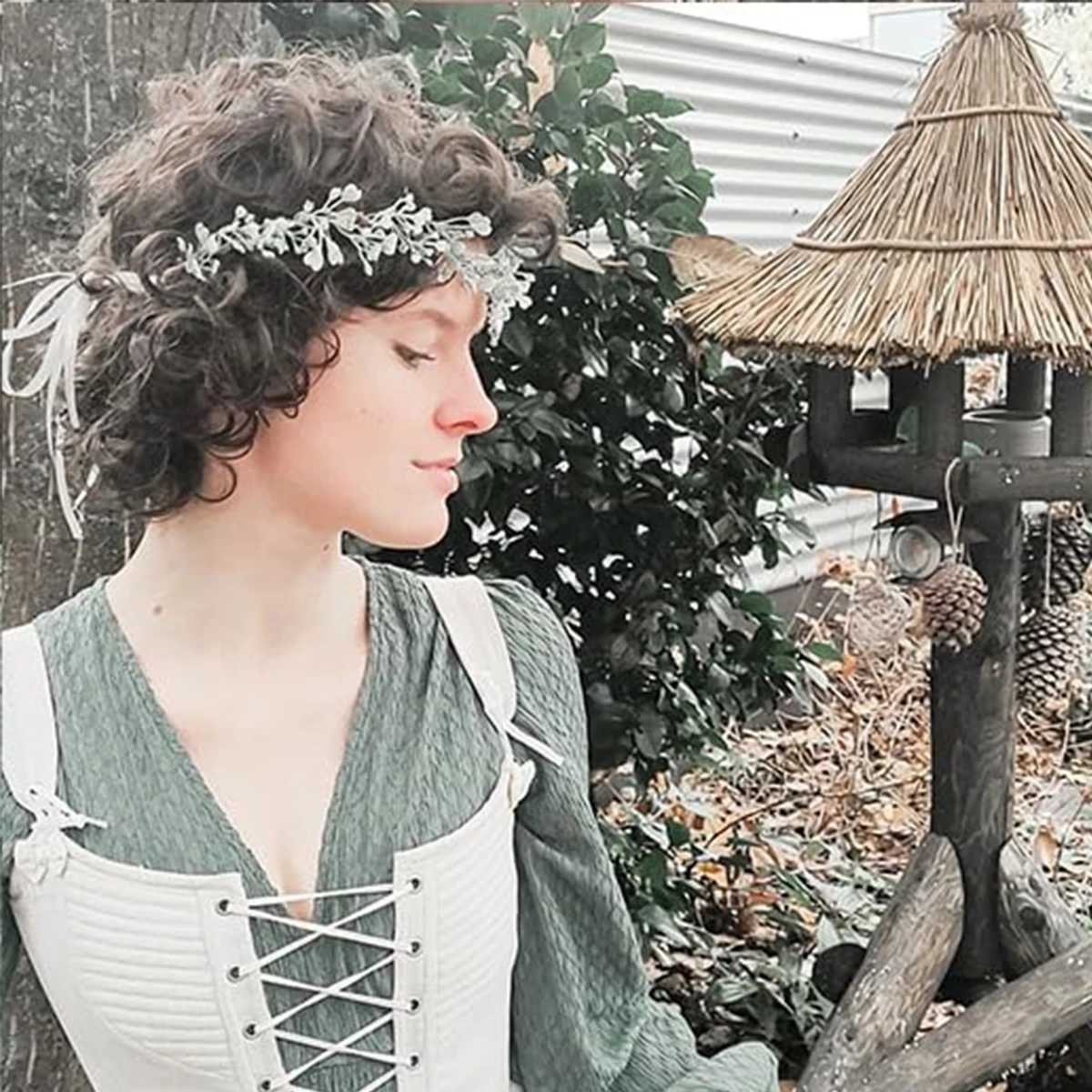 Forest Series Handmade Garland Crown Creative Wedding Fairy Headdress Crystal Vintage Elf RPG Cosplay Costume AccessoriesX240913