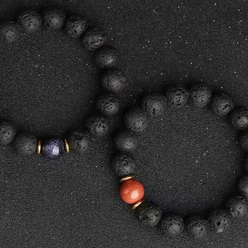 Black Lava Treatment Balance Bead Buddha Prayer Natural Volcanic Stone Bracelet W240913