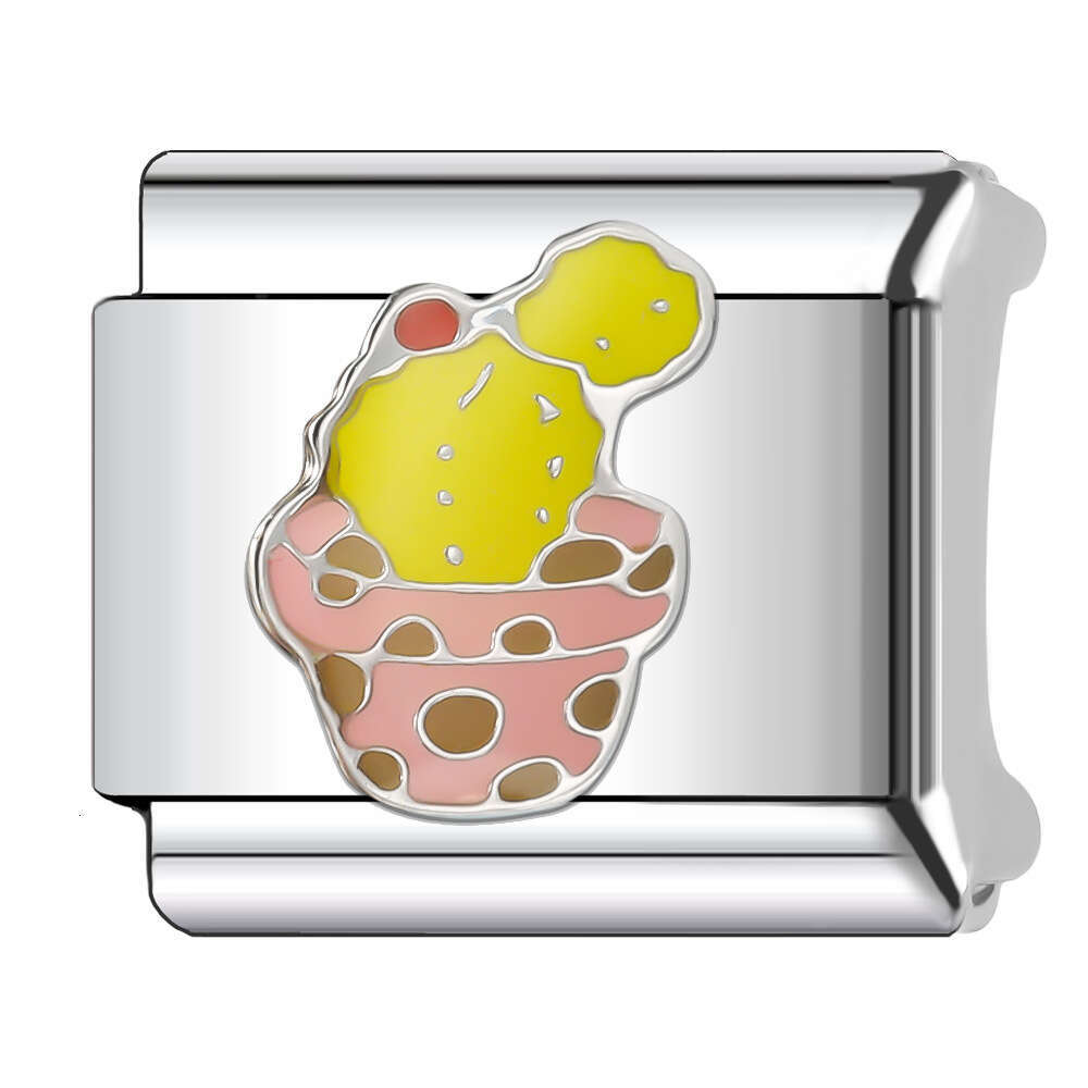 New Women's Gift ice-cream cake Bead Italian Charms Links Bangle Beads Fit 9mm Stainless Steel Bracelet Making DIY For Women Fashion Jewelry