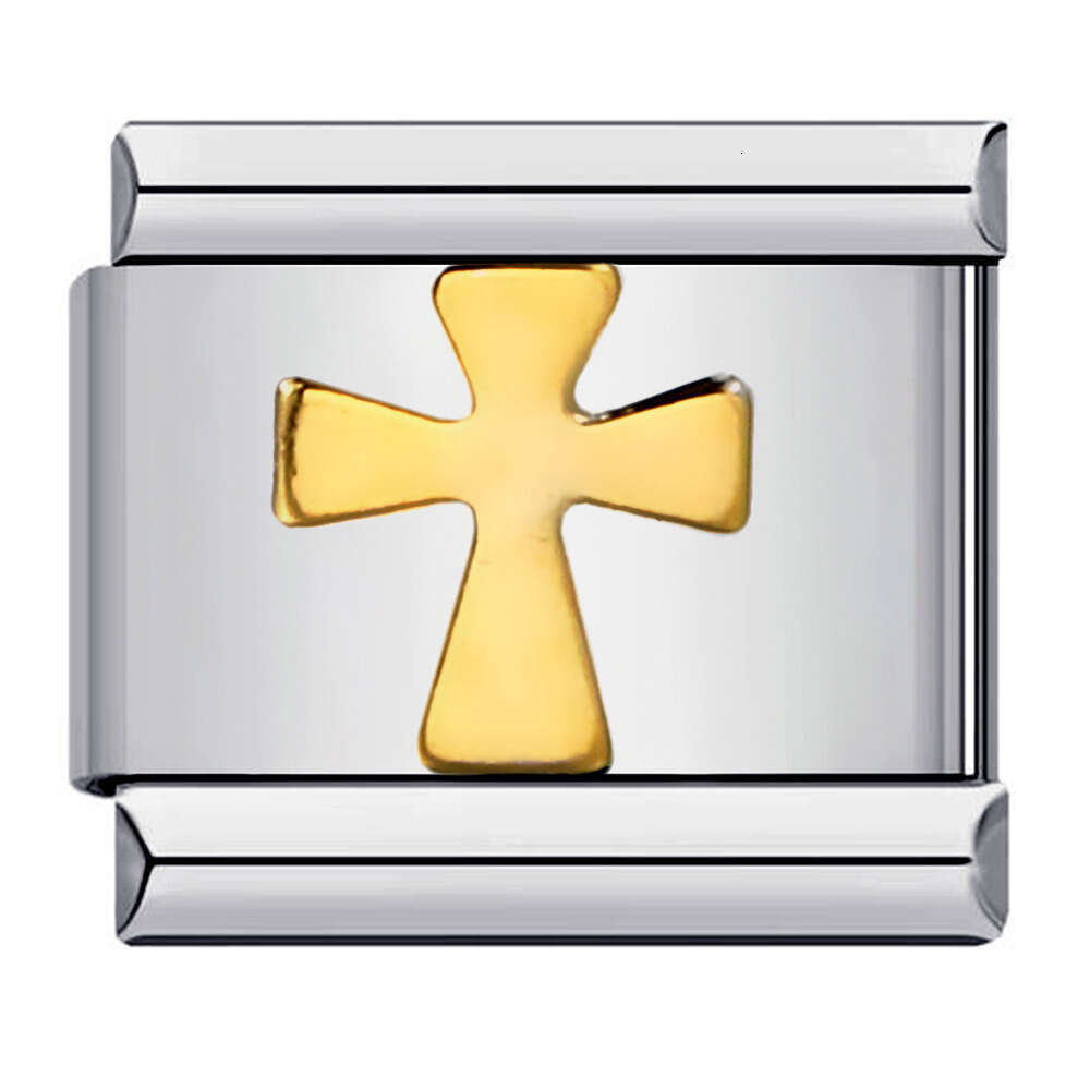 Religious Beliefs Titanium Steel Welding Drip Oil DIY Module Italian Charm Bracelet Italian Charm Links Stainless Steel Fit 9mm Bracelet Making DIY Je