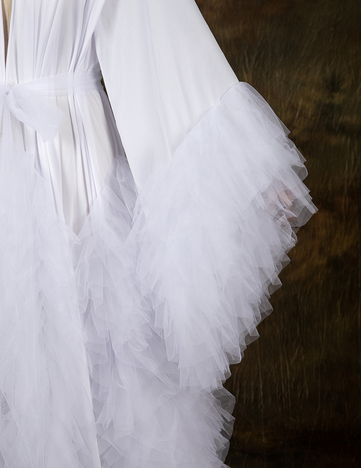 Classic Wedding Robe Bridal Ruffle Long Sleeveless Wraps Bride Morning Robe Pregnant Robes for Photo Shoot Custom Made