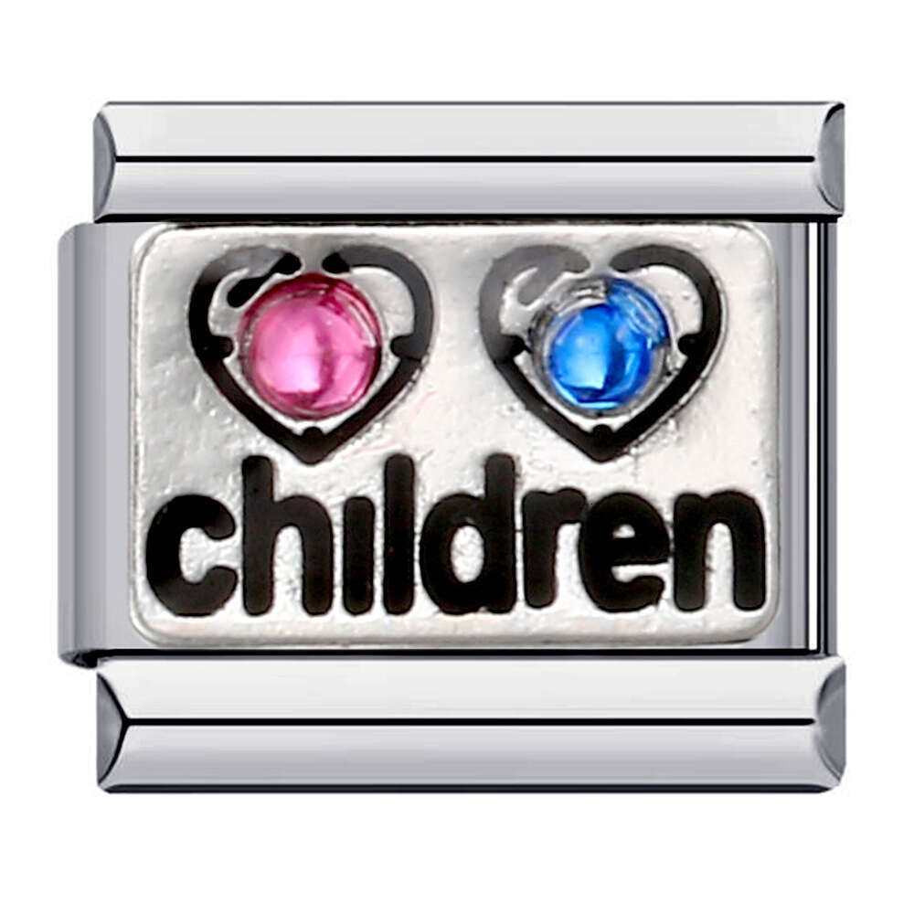 English Combination Titanium Steel Gold-Plated Drip Oil DIY Module Bracelet Italian Charm Brass Charm Links Stainless Steel Fit 9Mm Bracelet Jewelry M