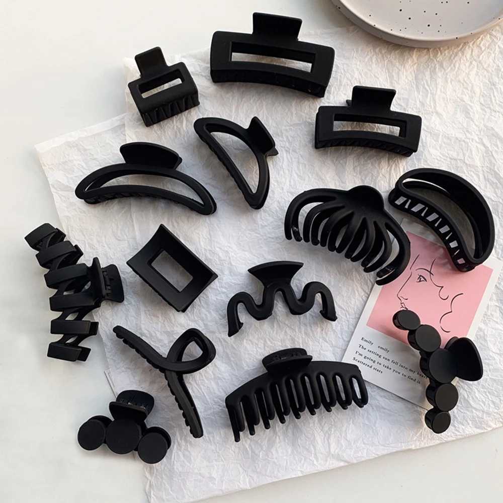 1PC Black Large Hair Claws Elegant Acrylic Hair Clip Hairpins Barrette Crab Claw Clips Headwear For Women Girls Hair AccessoriesX240912