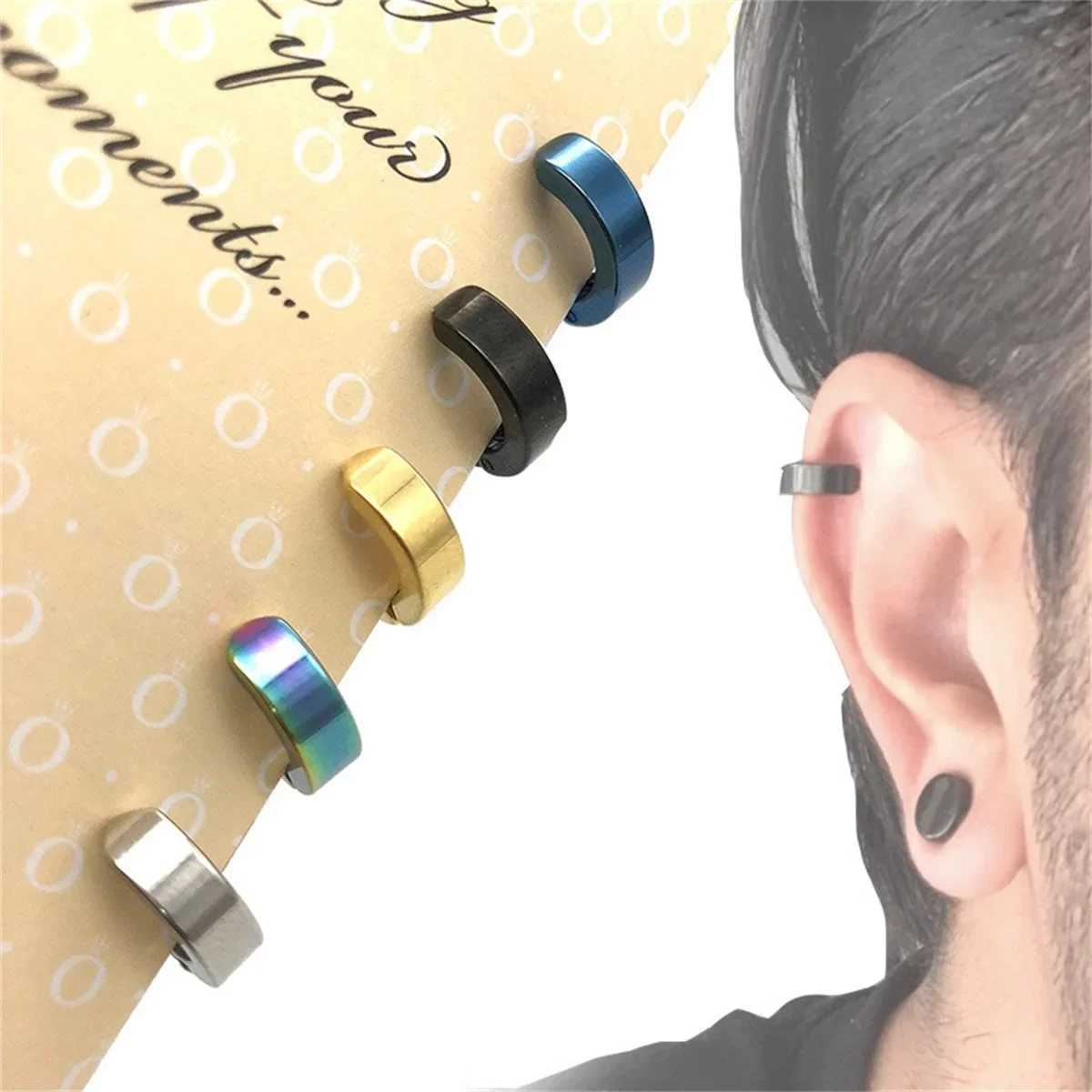 2pcs 316L Fashion Stainless Steel Cuff Earring Non Piercing Hoop Earring Clip On Earring Fake Piercing Earring HoopX240913