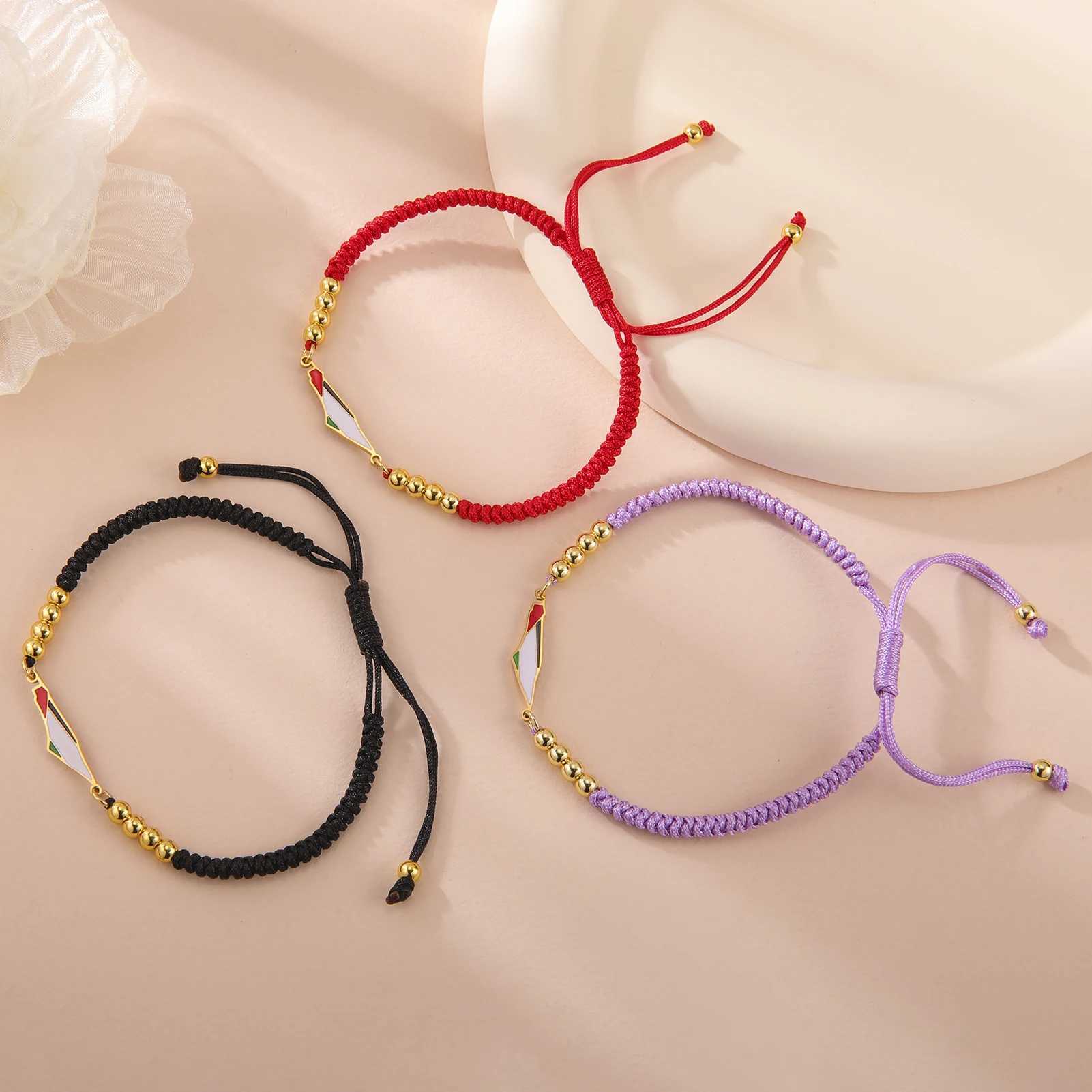 Cazador Palestine Map Double Layers Beads Chain Bracelets for Women Stainless Steel Jewelry Charm Bracelet Gift 2024 WholesaleX240913