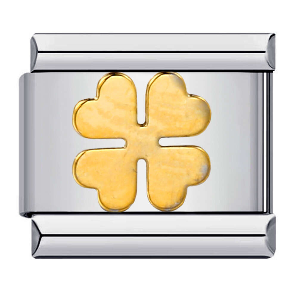 Titanium Steel Gold Plated Italian Personalized Enamel Welding Pattern Bracelet Italian Charm Links Stainless Steel Fit 9mm Bracelet Jewelry DIY Makin