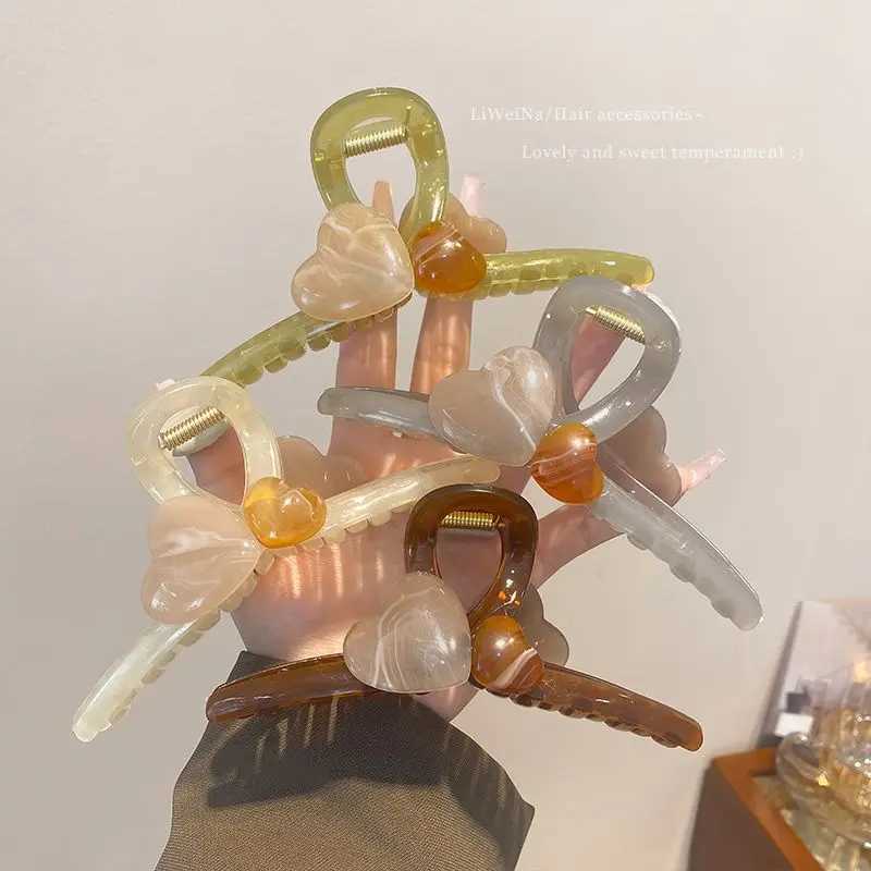 Elegant Temperament Lovely Womens Large Shark Clip Minimalist Hair Clip Curly Grab Clip HeadwearX240912