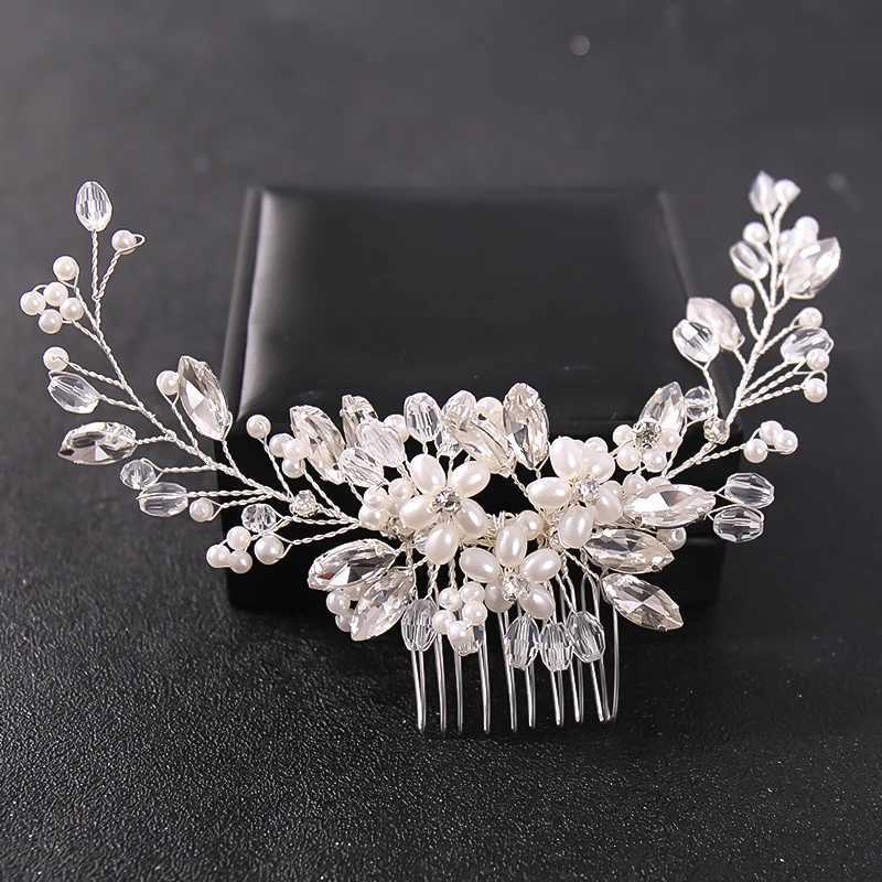 Crystal Rhinestone Flower Pearl Hair Comb Headband Tiara Hairpin For Women Bride Party Wedding Bridal Hair Accessories JewelryX240913