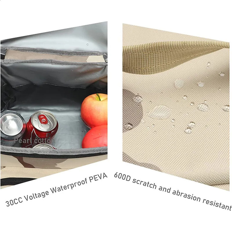 Tactical lunch bag insulated adult with shoulder strap 15L large camping used for work school picnic 240910