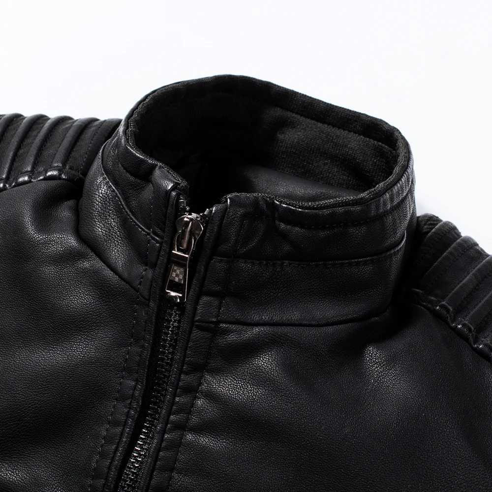 Mens Brand New Causal Vintage Leather Jacket Coat 2022 Spring Autumn Outfit Motor Biker Pocket PU Leather Jacket Men ClothingX240913