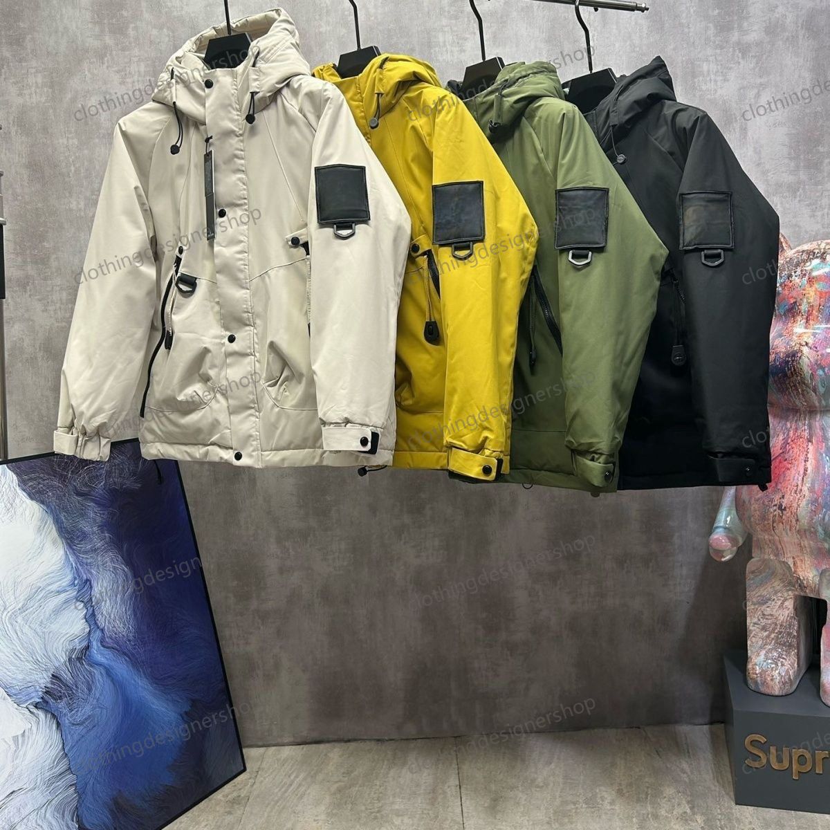 Men's Stones Jacket Metal Nylon Pocket Mens Jacket Compass armband Long Sleeve Zipper Badges Men Casual Coat Windbreaker Embrodiery Mens Shirts down jacket