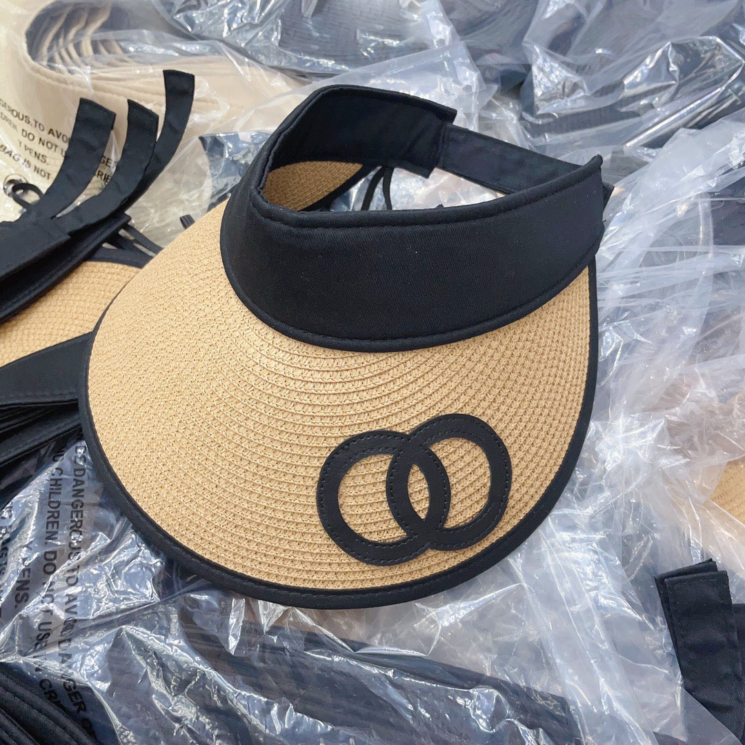 Sun Visors for Women Summer Ladies Letter Inverted Sun Protection So Empty Hat Straw Cotton Casual Grass Braid Classic Visor Correct Designer