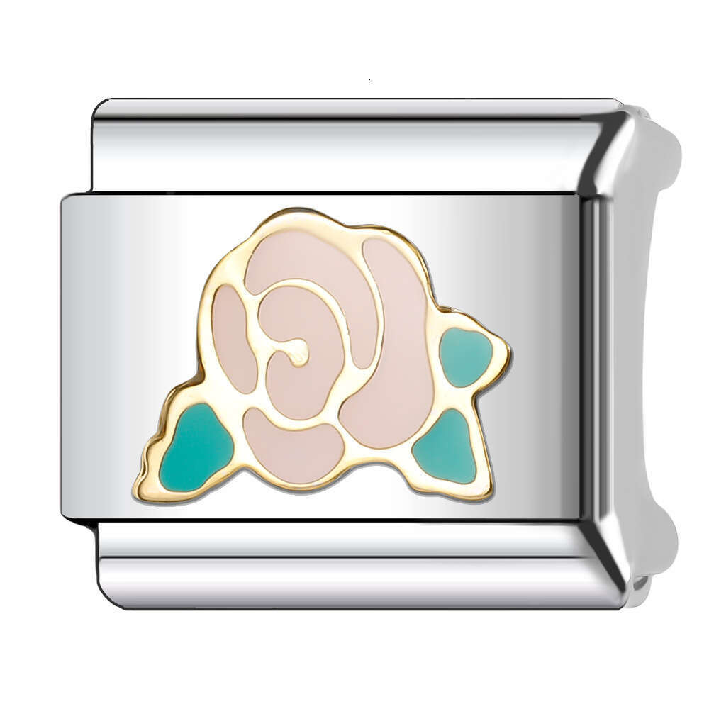 New Women's Gift beautiful flower rainbow sweet heart Bead Italian Charms Links Bangle Beads Fit 9mm Stainless Steel Bracelet Making DIY For Wome