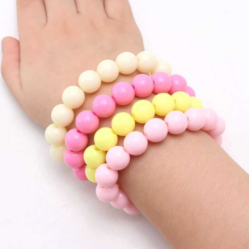 10 pieces/set of childrens charm bracelets childrens cute mini colored pearl bead elastic bracelets toy jewelry wristbands party decorations W240913