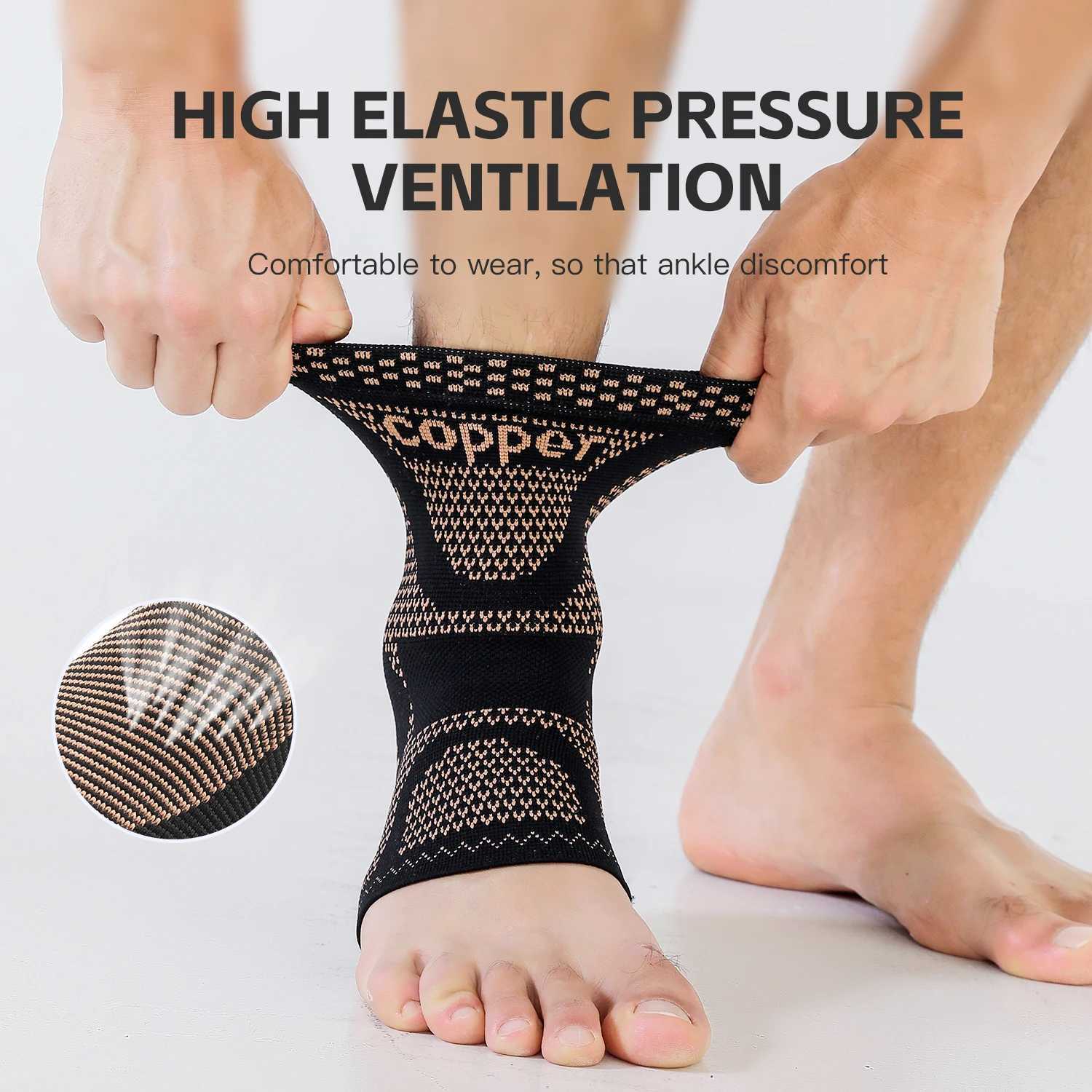 1Pcs Copper Ankle BraceInfused Ankle Support Compression Sleeve for Men Womenfor Foot PainSprained AnkleRecoverysports Y240913