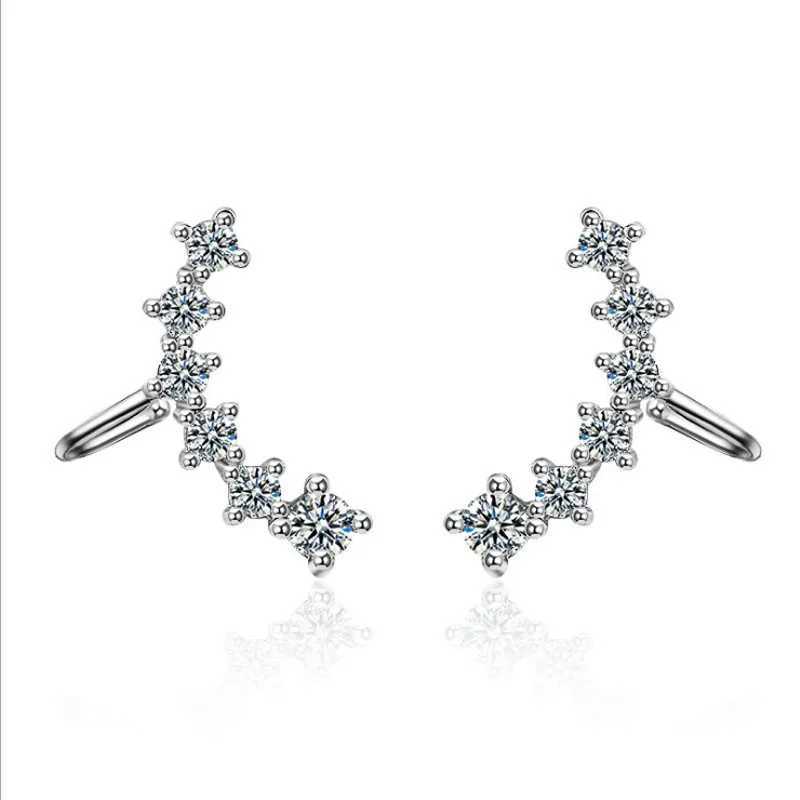 KOFSAC New Luxury Crystal CZ Silver 925 Ear Cuff Non Piercing Cartilage Ear Clip Earrings For Women Girl Fashion Jewelry GiftX240913
