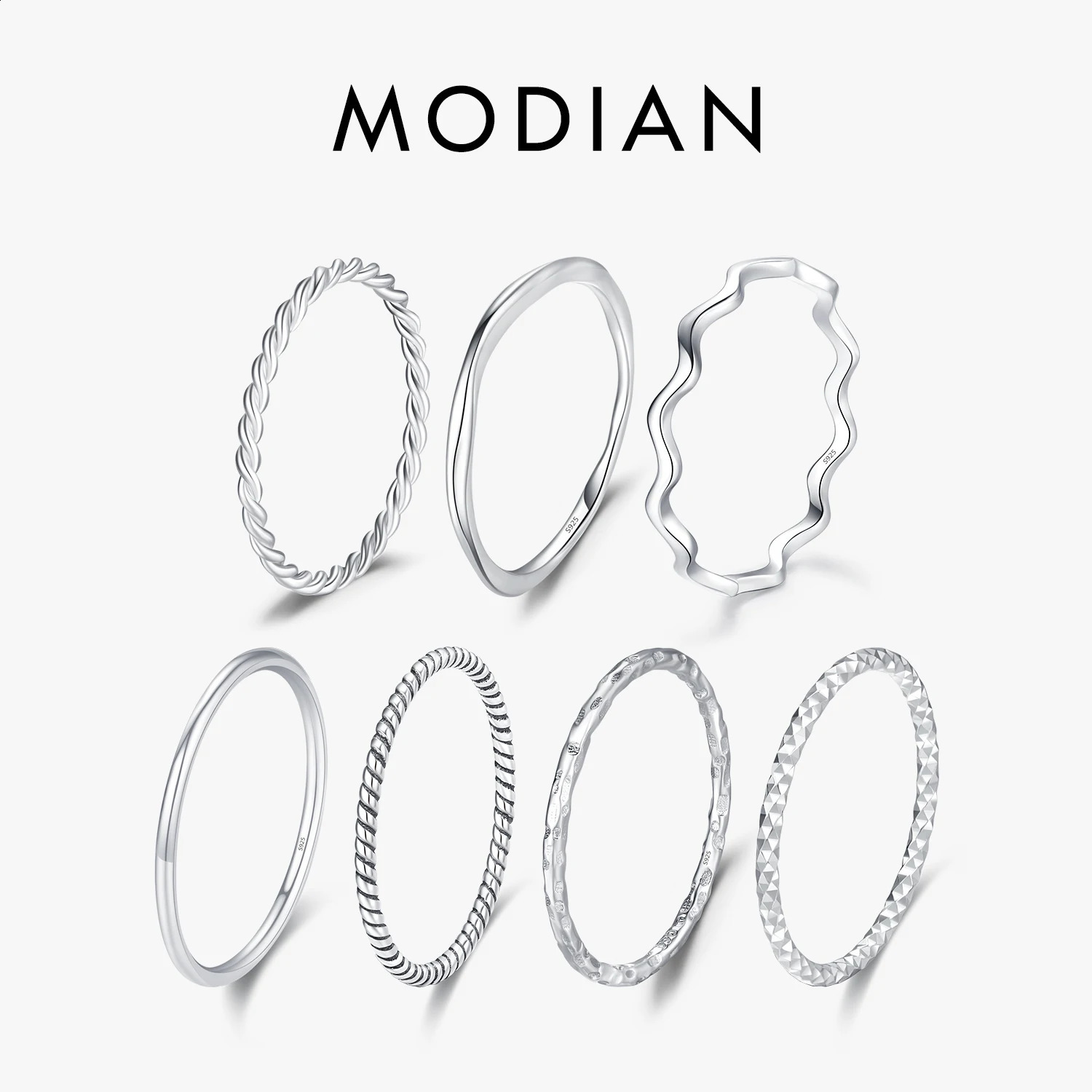 MODIAN 925 Sterling Silver Simple Fashion Stackable Ring Classic Wave Geometric Exquisite Finger Rings For Women Party Jewelry 240906