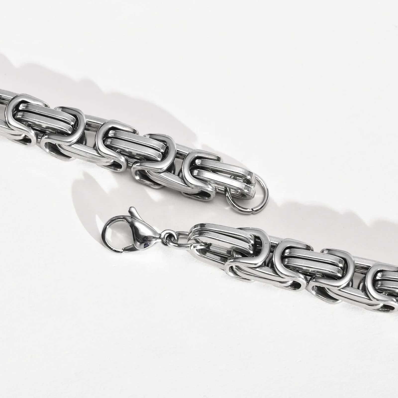 Mens Byzantine Chain Bracelet for Boys 4/5/6/8MM Wide Stainless Steel Link WristbandGifts for HimX240913