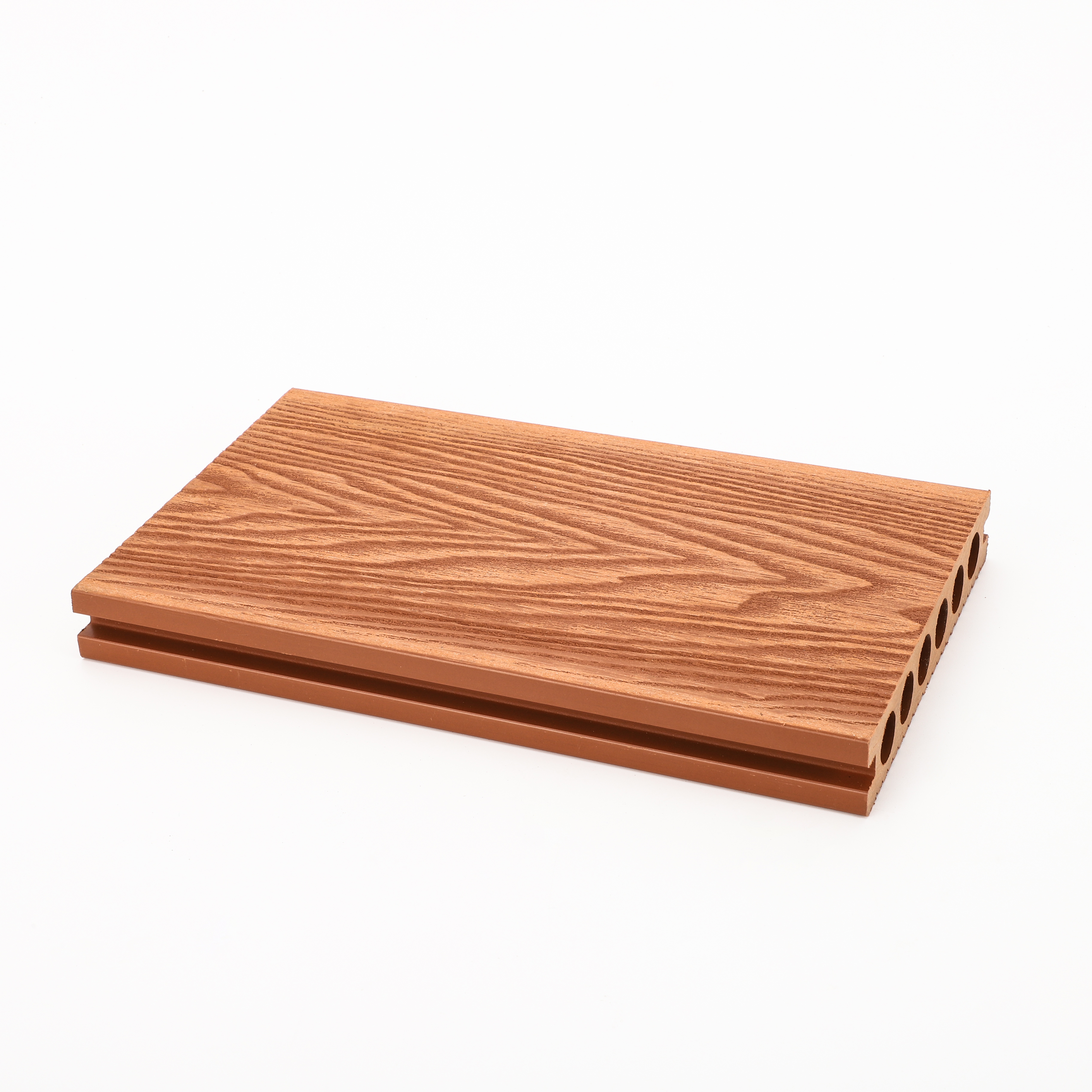 Waterproof Wood Plastic Outdoor Floor Tiles in Red Teak - 3D Embossed Design