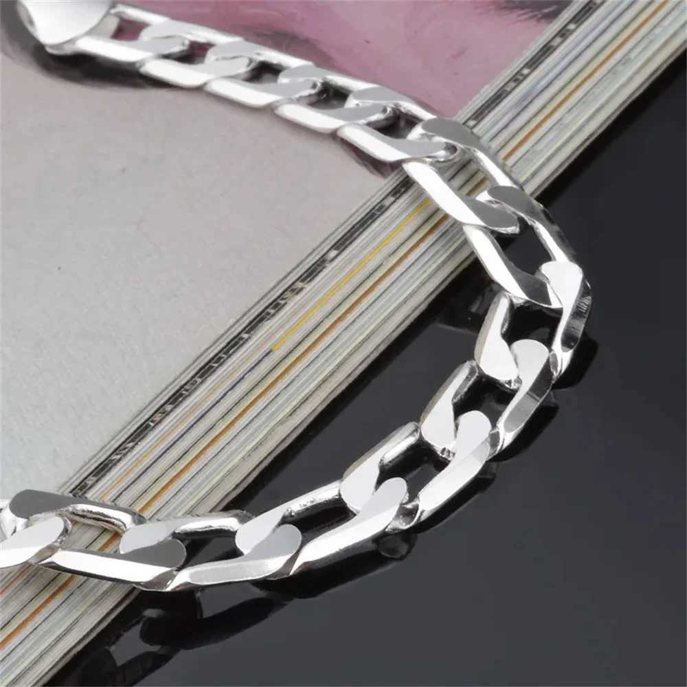New 925 Sterling Silver Side Silver Bracelet 6MM8MM10MM12MM Mens and Womens Jewelry Wedding Anniversary GiftsX240913