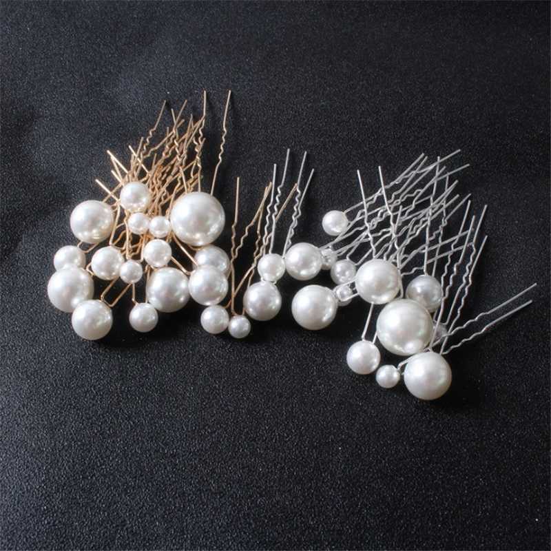 Women U-shaped Pin Metal Barrette Clip Hairpins Simulated Pearl Bridal Tiara Hair Accessories Wedding Hairstyle Design ToolsX240913