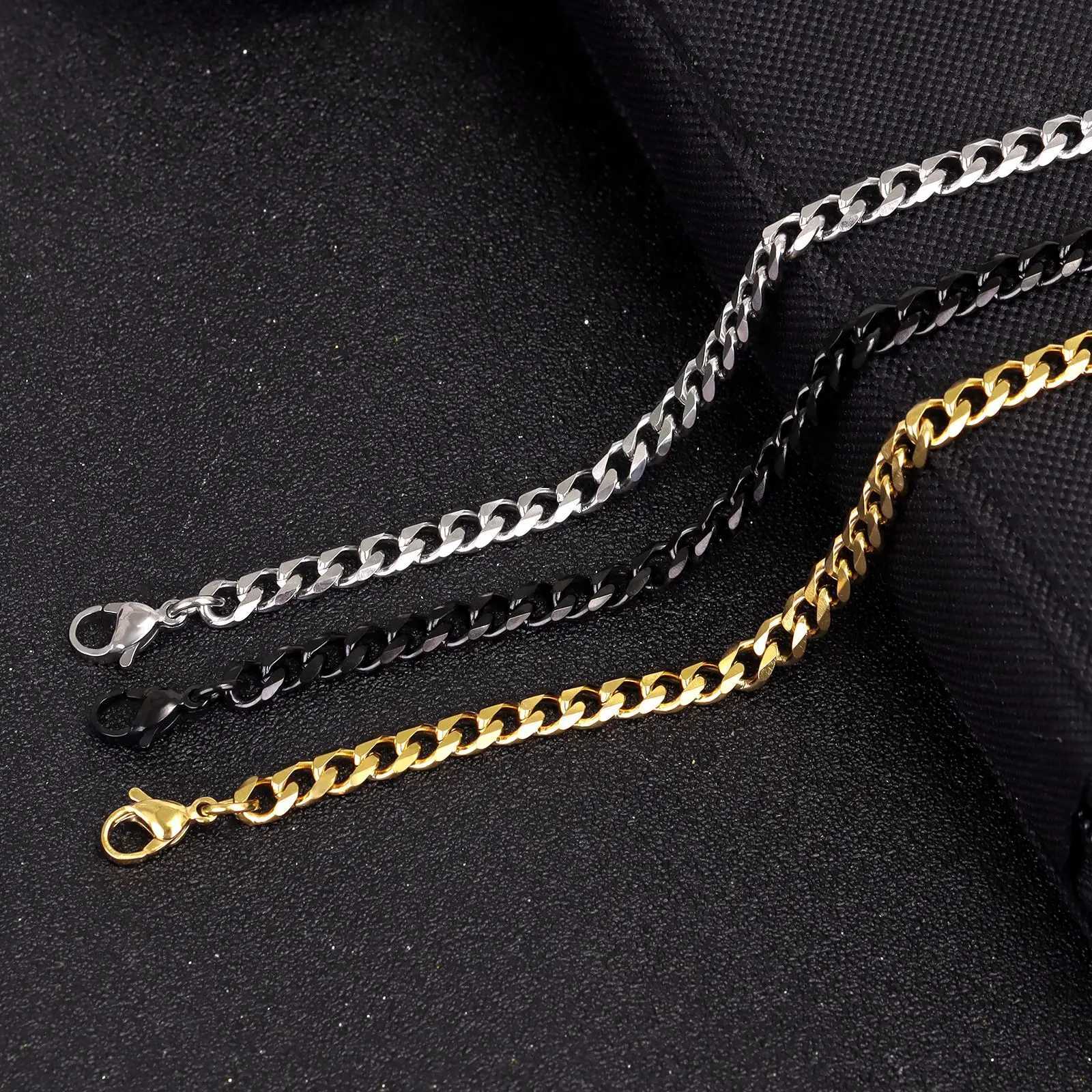 New 7mm Colorful Stainless Steel Cuban Chain Handmade Bracelet For Men Women Punk Goth Charm Hand Chain Bracelets Jewelry Gift XJ250707