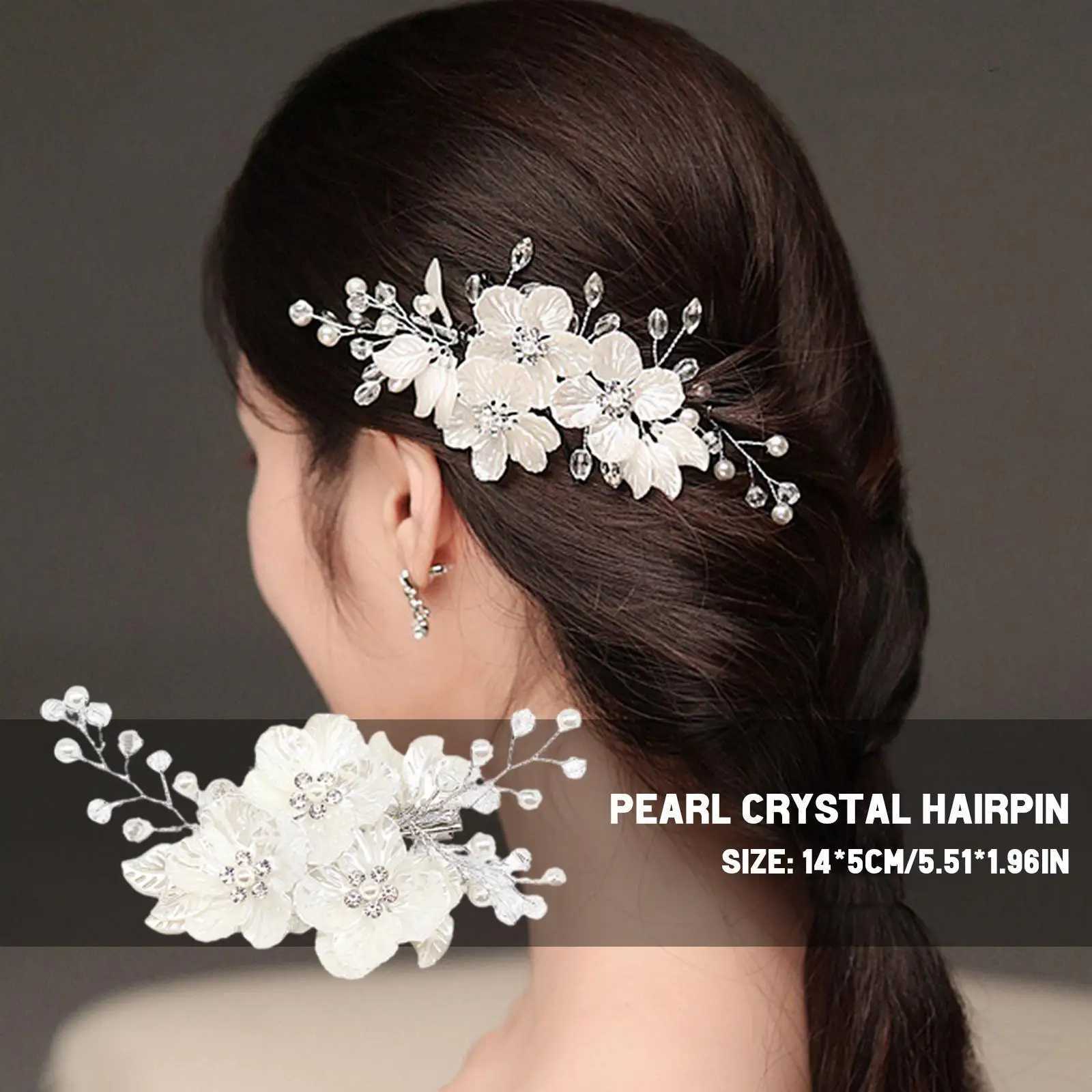 New Crystal Pearl Flower Hair Clip Floral Style Barrette Bride Hair Jewelry Bridesmaid Wedding Bridal Hair AccessoriesX240913