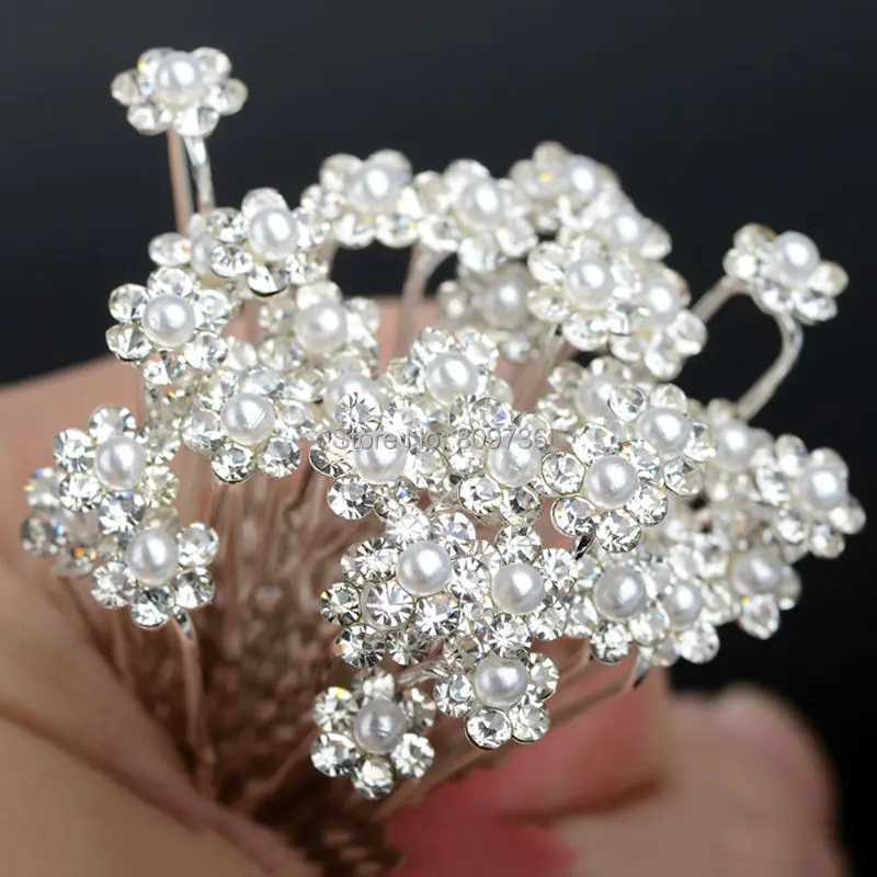 20PCS Wedding Bridal Pearl Hair Pins Flower Crystal hairpin Hair Clips Bridesmaid Jewelry Accessories Wholesale Drop ShipX240913