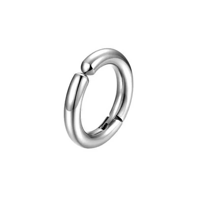 1 Pair Non-Piercing Fake Hoop Earrings Classic Punk Stainless Steel Circle Hoops Clip On Ear Earrings for Women Men Without HoleX240913