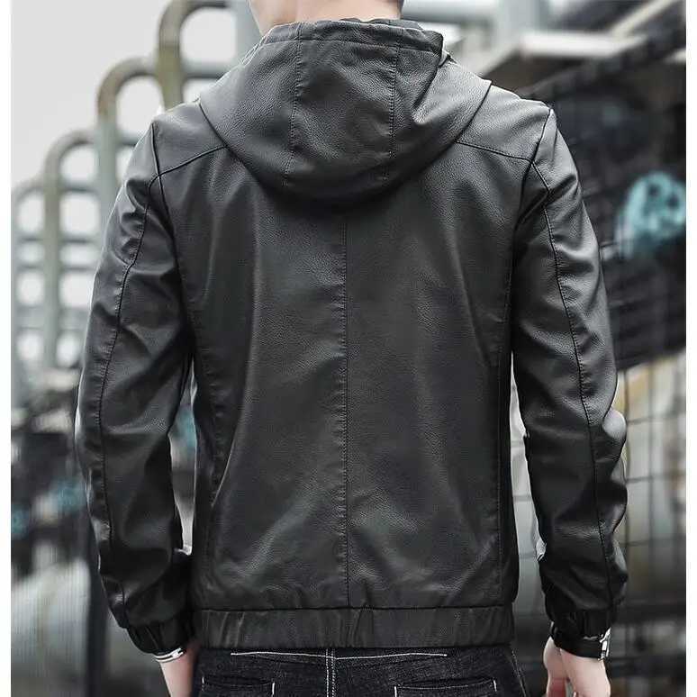 New Fashion Mens Hoodie Leather Jackets Autumn Casual Clothing Jacket Biker Motorcycle Coats Windproof Warm Leather Siz S-4XLX240913