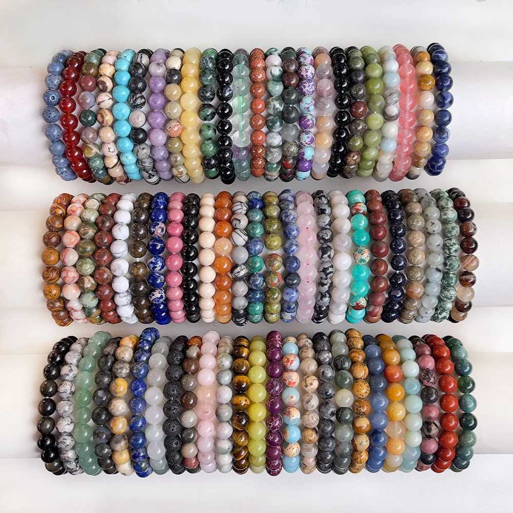 8m Natural Stone Bracelet Amethyst Turquoise Aquamarine Beads Jewelry Gift for Men Magnetic Health Protection for Women W240913