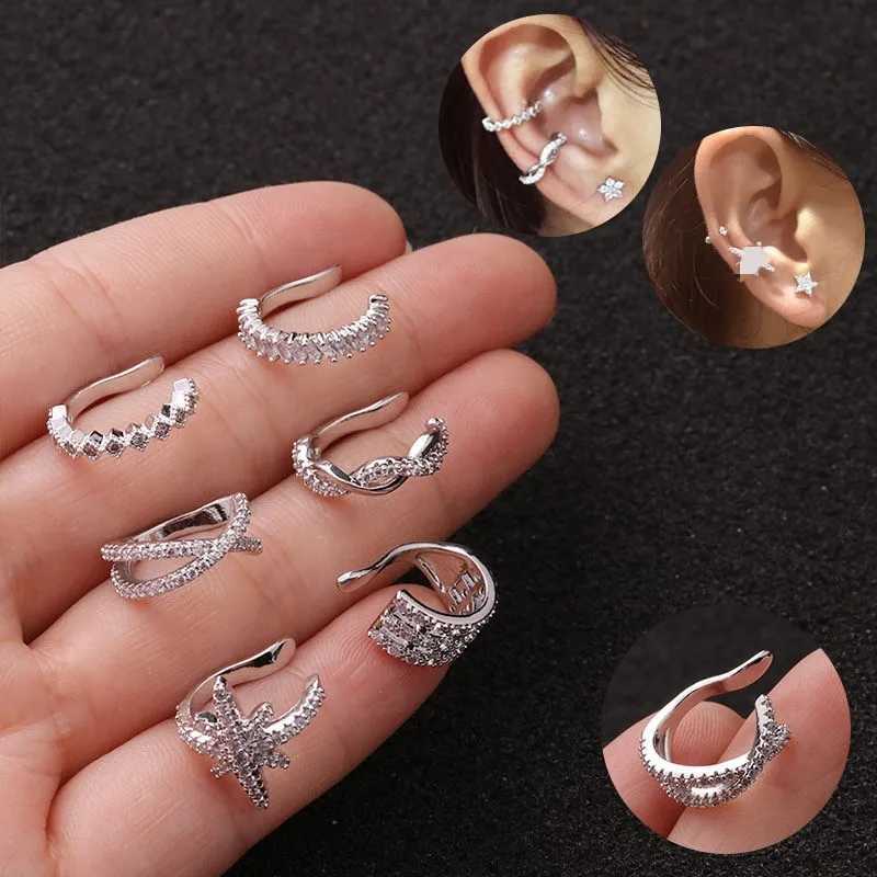 1PC Fake Piercing Ear Clip For Women Hoop Zircon Non-Piercing Cartilage Earrings Ear Cuff Goth Fake PIERC Jewelry 2024 TrendingX240913