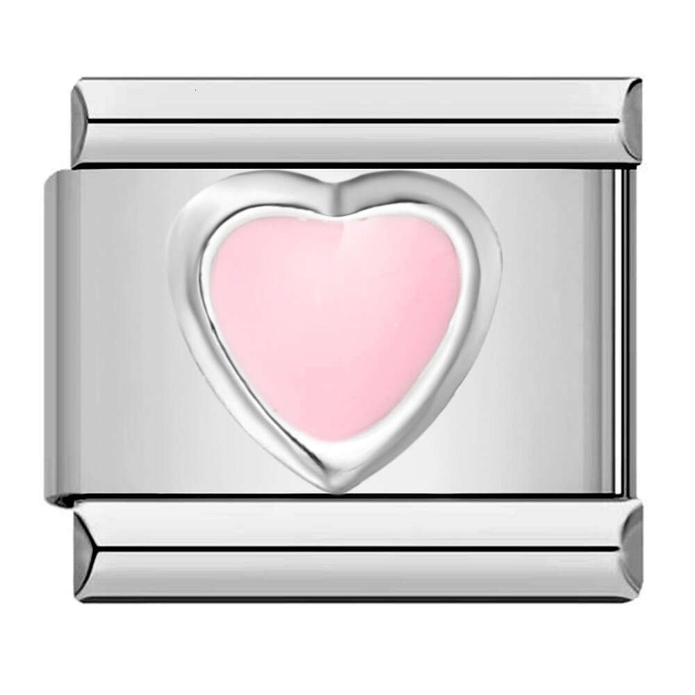 Titanium Steel Love Butterfly Stamping Pattern Color enamel DIY Module Bracelet Italian Charm Links Stainless Steel Fit 9Mm Bracelet Jewelry DIY Makin