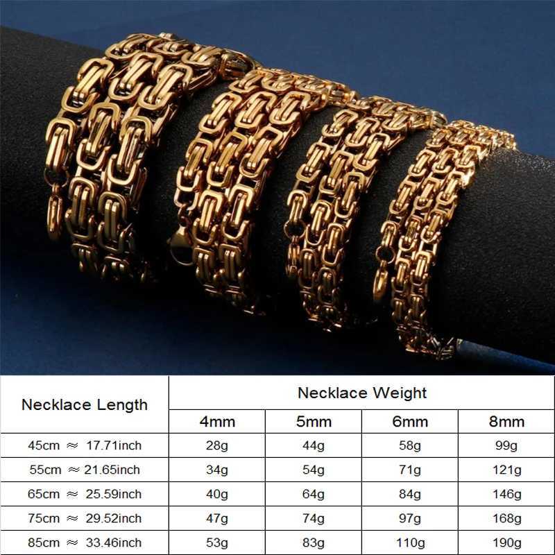 New Trend 4/5/6/8mm Width Royal Box Chain Necklace For Men Male Stainless Steel Long Necklace Personalise Jewelry Boyfriend GiftX240913