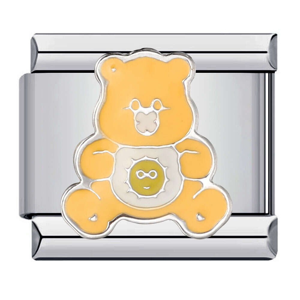 Classic Cute Bear Bead Stainless Steel Welding Pattern DIY Elastic Splicing Bracelet Italian Charm Links Fit 9Mm Jewelry Making Gifts