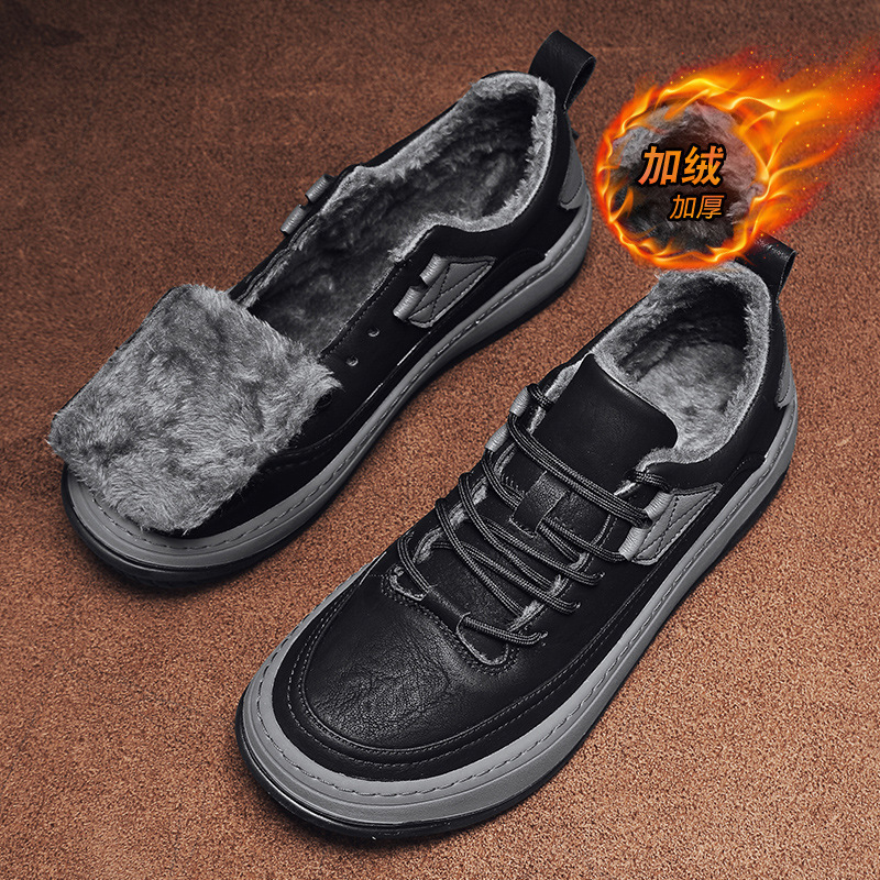 Fashionable trendy outdoor casual board men in autumn and winter, new cotton shoes for students with plush insulation, sports sneakers