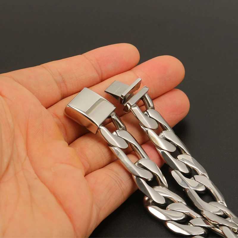 15mm Stainless Steel Cuban Link Chain for Men Women Silver Color Chain Bracelet Punk Rock Personalized Custom Men BraceletsX240913