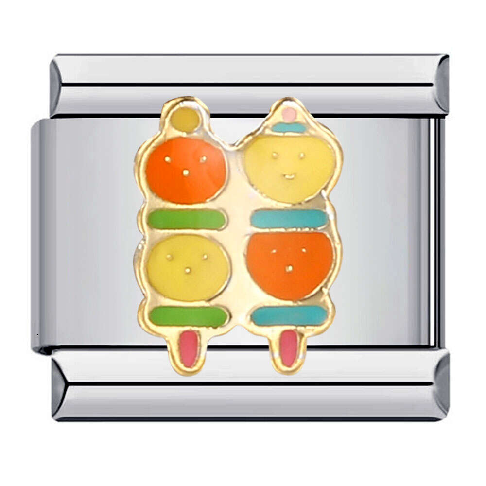 New Titanium Steel Gold Plated Personalized Enamel DIY Bead Italian Charm Bracelet Italian Charm Links Fit 9Mm Bracelet Jewelry DIY Making Gifts